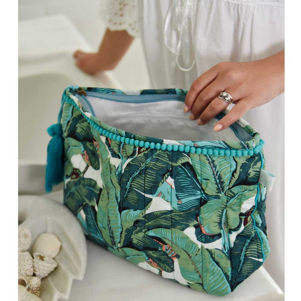 Powell Craft Lined Wash Bag Green Leaf